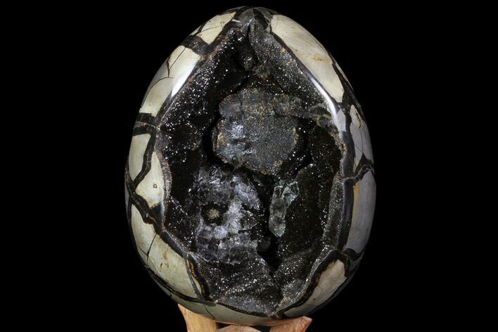 Bargain, Septarian Dragon Egg Geode - Black Crystals #71837
